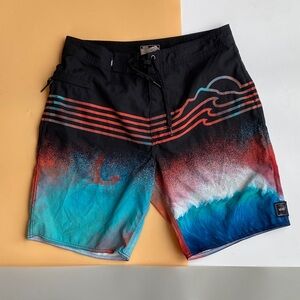 Vans Black and Vibrant Wave Board Shorts